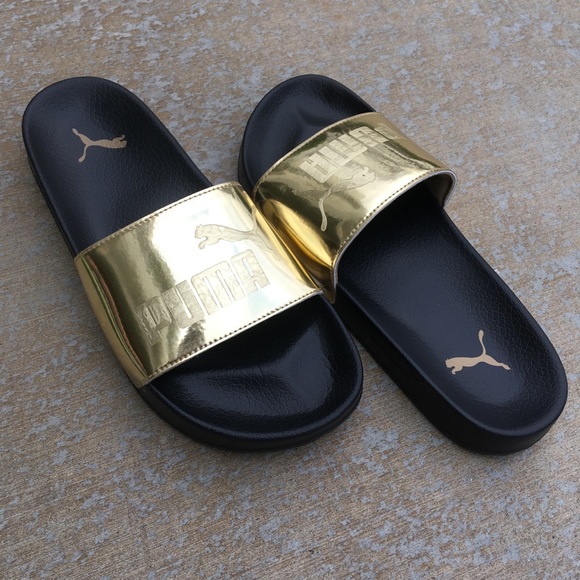 Gold Kids Puma Ledcat Jr Slides - Picture 5 of 8